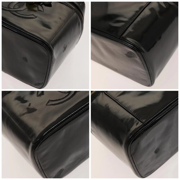 CHANEL Vanity Hand Bag Enamel 2way Black Gold CC Auth 130982 - Picture 15 of 16